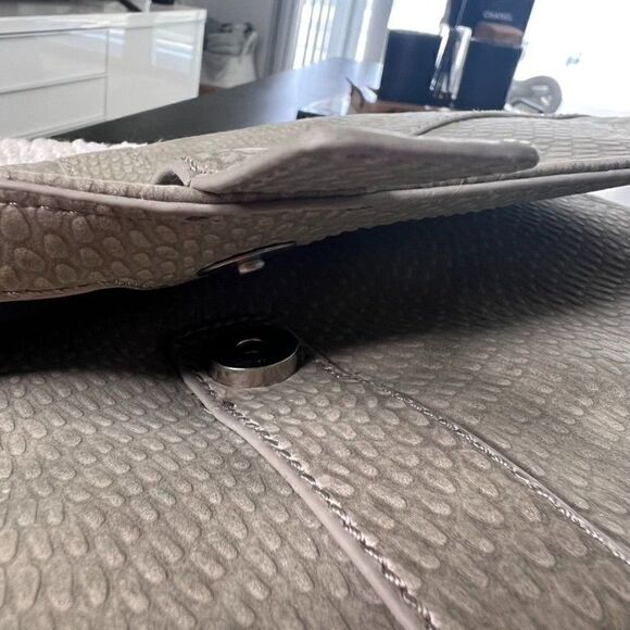 BCBGeneration Clutch Purse Pale Grey/Green Pebbled Faux Leather Fold over Bag - Picture 4 of 11